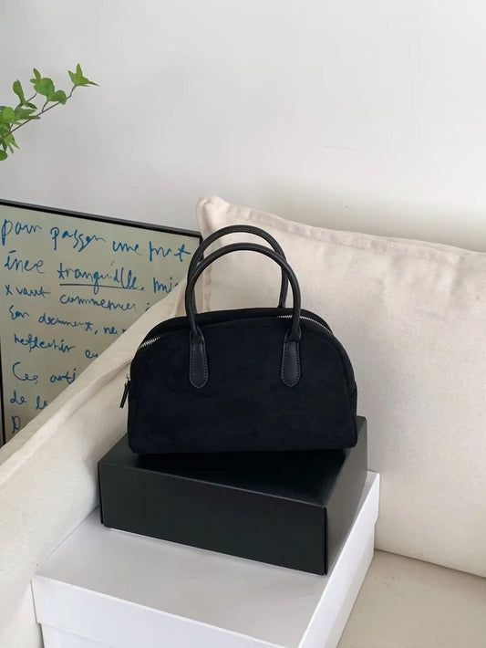 Brown Vintage Suede Tote Bag High Quality Designer Luxury Boston Handbag 2025 Winter New in Women'S Bags Korean Hand Bag Ladies